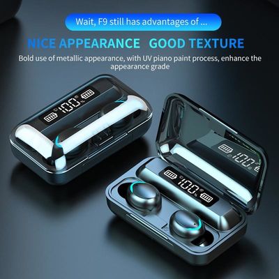 8D 환경 F9 진실 무선 헤드셋 LED 디스플레이 작은 보이지 않는 버튼